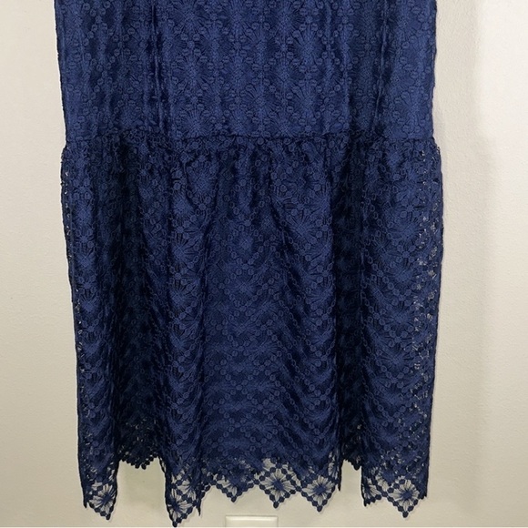 Antonio Milani Navy Blue Lace Sleeveless Midi Dress Women 6 Formal Party Wedding - Picture 10 of 13